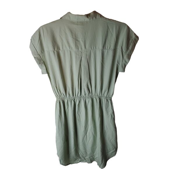 Japna Sage Green Elastic Waist Shirt Dress, Medium - Picture 3 of 5